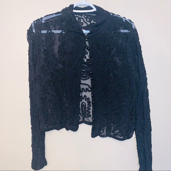 ๐ VINTAGE MESH CHIFFON BEAD EMBELLISHMENT JACKET